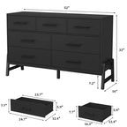 Commode Garvee 7 pour chambre, commode de 52 pouces de large, commode à tiroirs avec rangement autoportant, commode de rangement en bois pour salon