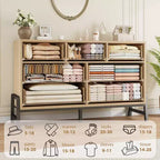 Commode Garvee 7 pour chambre, commode de 52 pouces de large, commode à tiroirs avec rangement autoportant, commode de rangement en bois pour salon