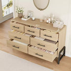 Commode Garvee 7 pour chambre, commode de 52 pouces de large, commode à tiroirs avec rangement autoportant, commode de rangement en bois pour salon