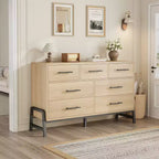 Commode Garvee 7 pour chambre, commode de 52 pouces de large, commode à tiroirs avec rangement autoportant, commode de rangement en bois pour salon