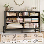 Commode Garvee 7 pour chambre, commode de 52 pouces de large, commode à tiroirs avec rangement autoportant, commode de rangement en bois pour salon
