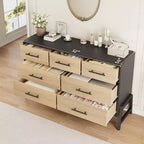 Commode Garvee 7 pour chambre, commode de 52 pouces de large, commode à tiroirs avec rangement autoportant, commode de rangement en bois pour salon