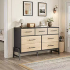 Commode Garvee 7 pour chambre, commode de 52 pouces de large, commode à tiroirs avec rangement autoportant, commode de rangement en bois pour salon