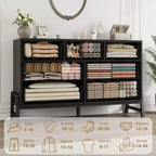 Commode Garvee 7 pour chambre, commode de 52 pouces de large, commode à tiroirs avec rangement autoportant, commode de rangement en bois pour salon