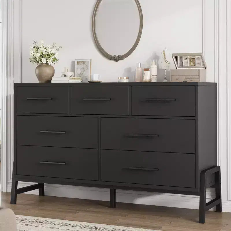 Garvee 7 Dresser for Bedroom, 52 Wide Dresser, Drawer Dresser with Storage Freestanding, Wooden Dresser Storage Chest for Living Room