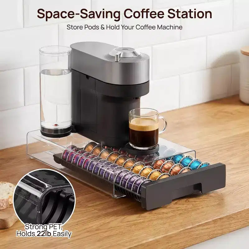 Organisateur de capsules de café transparent Vtopmart en acrylique pour capsules Nespresso Vertuo, peut contenir 40 grandes ou 60 petites capsules