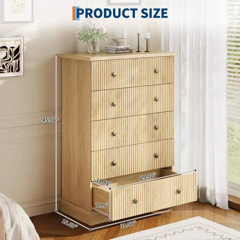 Commode haute 5 tiroirs peu encombrante pour chambre à coucher Commode verticale moderne, armoire de rangement spacieuse Finition bois blanc contemporain