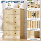 Commode haute 5 tiroirs peu encombrante pour chambre à coucher Commode verticale moderne, armoire de rangement spacieuse Finition bois blanc contemporain