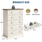 Commode haute 5 tiroirs peu encombrante pour chambre à coucher Commode verticale moderne, armoire de rangement spacieuse Finition bois blanc contemporain