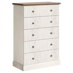 Space-Saving 5-Drawer Tall Dresser for Bedroom  Modern Vertical Chest, Spacious Storage Cabinet Contemporary White Wood Finish