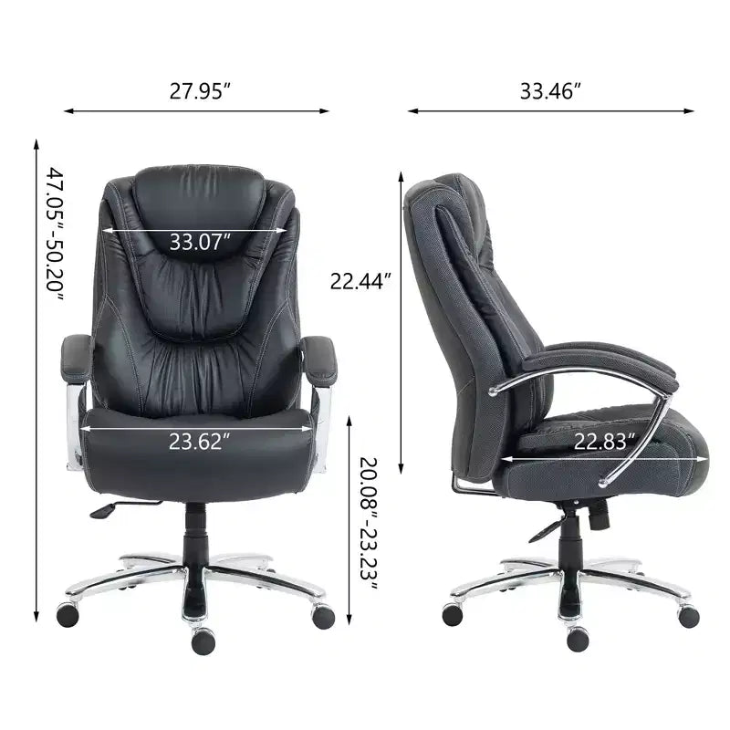 Chaise de Bureau Studio Design à Dossier Haut en Cuir PU avec Hauteur Réglable, Fauteuil de Bureau Pivotant Exécutif pour Bureau à Domicile, Noir