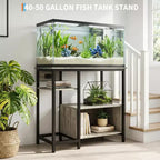Meuble de support d'aquarium, Étagères de rangement ouvertes, Étagères de rangement en métal et bois, Étagère de rangement pratique pour la maison (Uniquement le cadre)