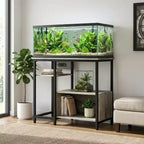 Meuble de support d'aquarium, Étagères de rangement ouvertes, Étagères de rangement en métal et bois, Étagère de rangement pratique pour la maison (Uniquement le cadre)