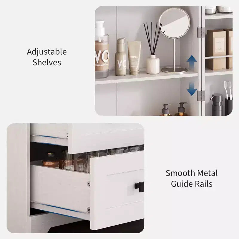 Meuble de cuisine autoportant de 72 po avec étagères réglables et 3 tiroirs, meuble de bar à café en bois pour le salon
