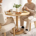Lot de 2 chaises de salle à manger en bois, chaises d'appoint de cuisine en tissu rembourré avec pieds en bois massif, chaises d'appoint modernes pour salle à manger, salon (beige)
