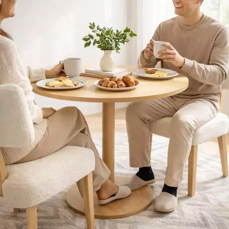 Lot de 2 chaises de salle à manger en bois, chaises d'appoint de cuisine en tissu rembourré avec pieds en bois massif, chaises d'appoint modernes pour salle à manger, salon (beige)