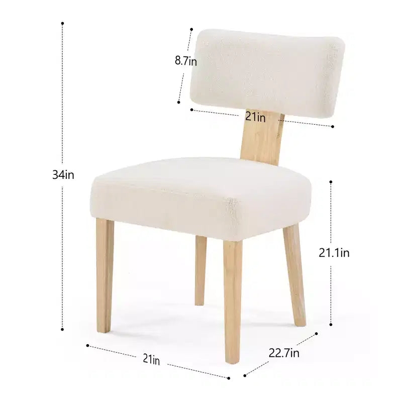 Lot de 2 chaises de salle à manger en bois, chaises d'appoint de cuisine en tissu rembourré avec pieds en bois massif, chaises d'appoint modernes pour salle à manger, salon (beige)