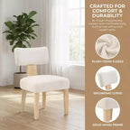 Lot de 2 chaises de salle à manger en bois, chaises d'appoint de cuisine en tissu rembourré avec pieds en bois massif, chaises d'appoint modernes pour salle à manger, salon (beige)