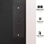 Coiffeuse de luxe de 17 pouces avec armoire-miroir pleine longueur et lumières, rangement, prise électrique intégrée, support pour sèche-cheveux et tabouret