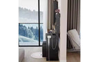 Coiffeuse de luxe de 17 pouces avec armoire-miroir pleine longueur et lumières, rangement, prise électrique intégrée, support pour sèche-cheveux et tabouret