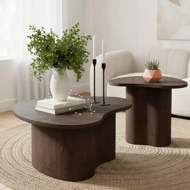 Lot de 2 tables basses modernes en forme de cœur, tables d'appoint gigognes, petit ensemble de tables basses décoratives pour salon ou appartement - Panipeachy