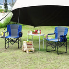 Chaise de camping pliable Acekool surdimensionnée avec table d'appoint et poches, siège extérieur portable pour la plage, la pêche, la pelouse