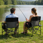 Chaise de camping pliable Acekool surdimensionnée avec table d'appoint et poches, siège extérieur portable pour la plage, la pêche, la pelouse