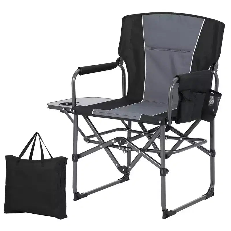 Acekool Oversized Folding Director Camping Chair with Side Table & Pocket, Portable Outdoor Seat for Beach Fishing Lawn