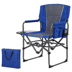 Chaise de camping pliable Acekool surdimensionnée avec table d'appoint et poches, siège extérieur portable pour la plage, la pêche, la pelouse