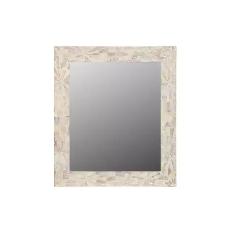 HomeRoots 46 White Solid Wood Geometric Starburst Framed Accent Mirror