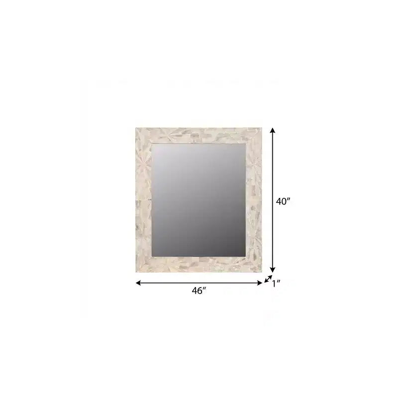 Miroir d'appoint encadré HomeRoots 46, en bois massif blanc, motif étoile.