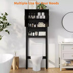 Meuble de rangement pour toilettes, Organiseur de salle de bain, Étagère de rangement au-dessus des toilettes avec étagère ouverte, Étagère autoportante pour toilettes, salle de bain, buanderie