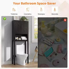 Meuble de rangement pour toilettes, Organiseur de salle de bain, Étagère de rangement au-dessus des toilettes avec étagère ouverte, Étagère autoportante pour toilettes, salle de bain, buanderie