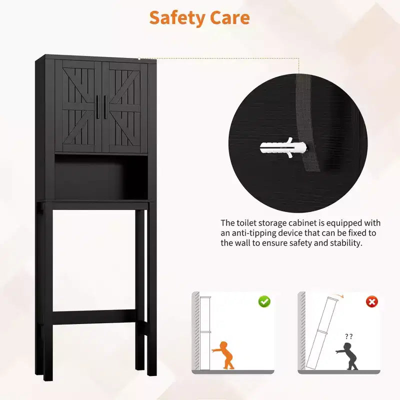 Meuble de rangement pour toilettes, Organiseur de salle de bain, Étagère de rangement au-dessus des toilettes avec étagère ouverte, Étagère autoportante pour toilettes, salle de bain, buanderie