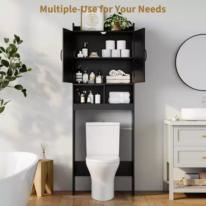 Meuble de rangement pour toilettes, Organiseur de salle de bain, Étagère de rangement au-dessus des toilettes avec étagère ouverte, Étagère autoportante pour toilettes, salle de bain, buanderie