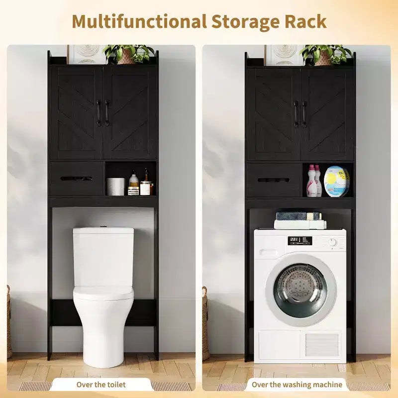 Meuble de rangement pour toilettes, Organiseur de salle de bain, Étagère de rangement au-dessus des toilettes avec étagère ouverte, Étagère autoportante pour toilettes, salle de bain, buanderie