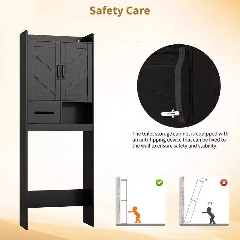 Meuble de rangement pour toilettes, Organiseur de salle de bain, Étagère de rangement au-dessus des toilettes avec étagère ouverte, Étagère autoportante pour toilettes, salle de bain, buanderie