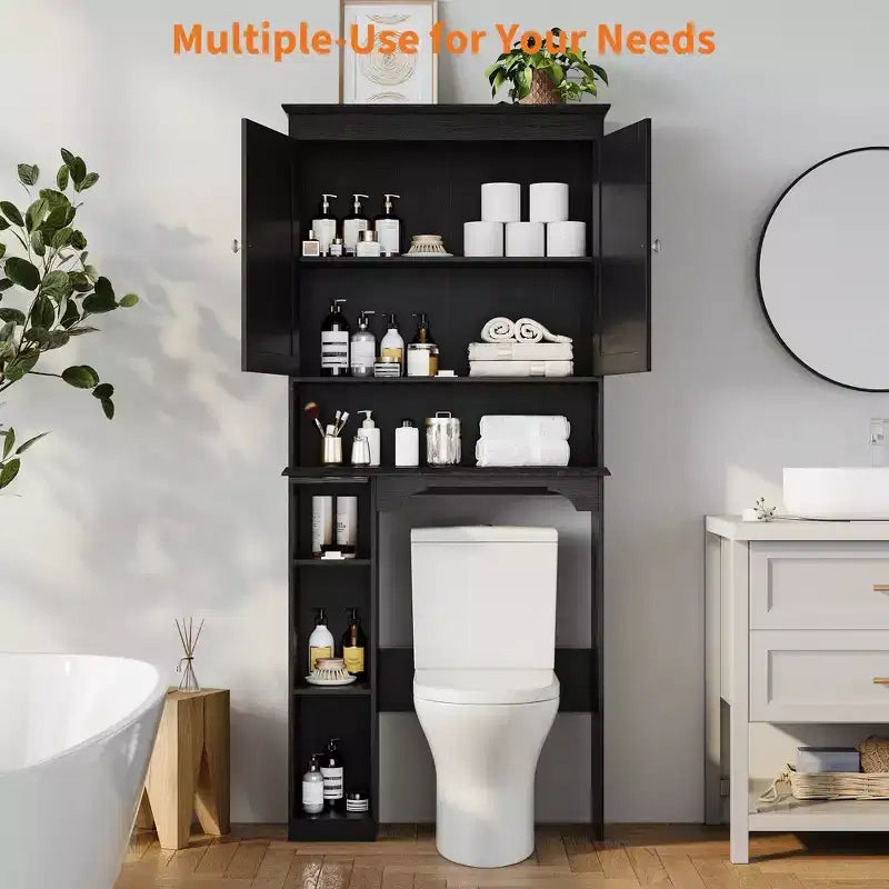 Meuble de rangement pour toilettes, Organiseur de salle de bain, Étagère de rangement au-dessus des toilettes avec étagère ouverte, Étagère autoportante pour toilettes, salle de bain, buanderie