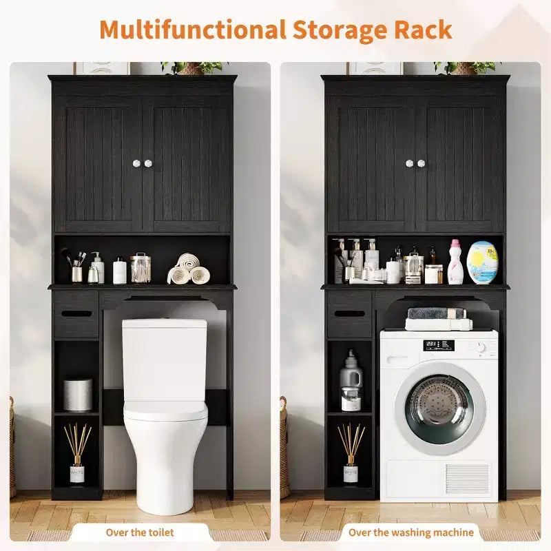 Meuble de rangement pour toilettes, Organiseur de salle de bain, Étagère de rangement au-dessus des toilettes avec étagère ouverte, Étagère autoportante pour toilettes, salle de bain, buanderie