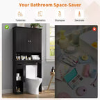 Meuble de rangement pour toilettes, Organiseur de salle de bain, Étagère de rangement au-dessus des toilettes avec étagère ouverte, Étagère autoportante pour toilettes, salle de bain, buanderie