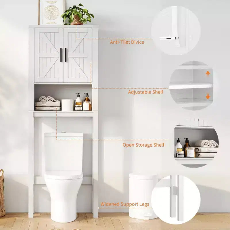 Meuble de rangement pour toilettes, Organiseur de salle de bain, Étagère de rangement au-dessus des toilettes avec étagère ouverte, Étagère autoportante pour toilettes, salle de bain, buanderie