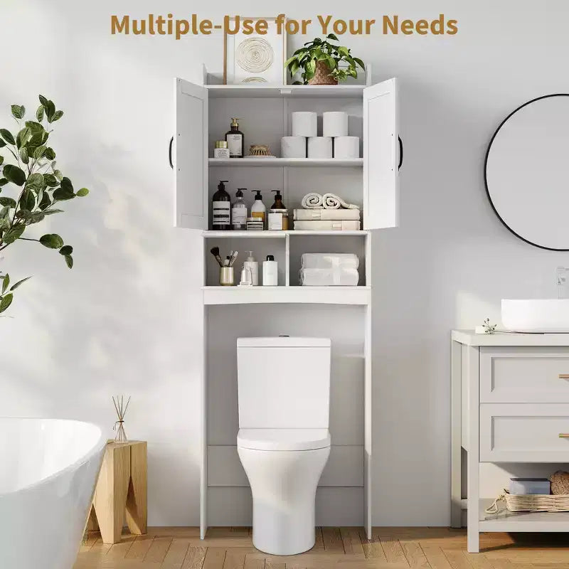 Meuble de rangement pour toilettes, Organiseur de salle de bain, Étagère de rangement au-dessus des toilettes avec étagère ouverte, Étagère autoportante pour toilettes, salle de bain, buanderie