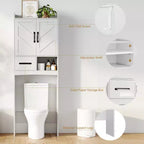 Meuble de rangement pour toilettes, Organiseur de salle de bain, Étagère de rangement au-dessus des toilettes avec étagère ouverte, Étagère autoportante pour toilettes, salle de bain, buanderie