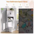 Meuble de rangement pour toilettes, Organiseur de salle de bain, Étagère de rangement au-dessus des toilettes avec étagère ouverte, Étagère autoportante pour toilettes, salle de bain, buanderie