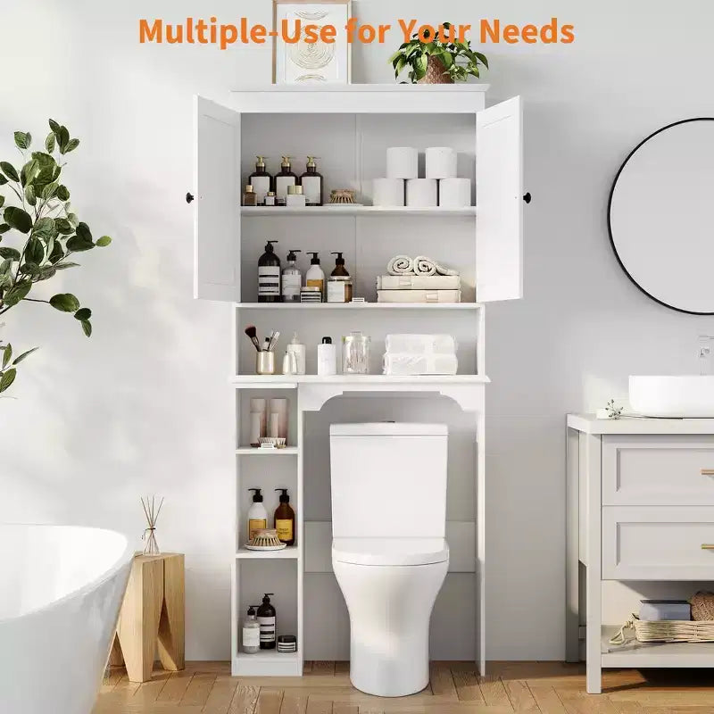 Meuble de rangement pour toilettes, Organiseur de salle de bain, Étagère de rangement au-dessus des toilettes avec étagère ouverte, Étagère autoportante pour toilettes, salle de bain, buanderie