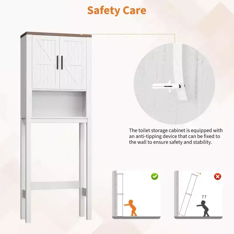 Meuble de rangement pour toilettes, Organiseur de salle de bain, Étagère de rangement au-dessus des toilettes avec étagère ouverte, Étagère autoportante pour toilettes, salle de bain, buanderie