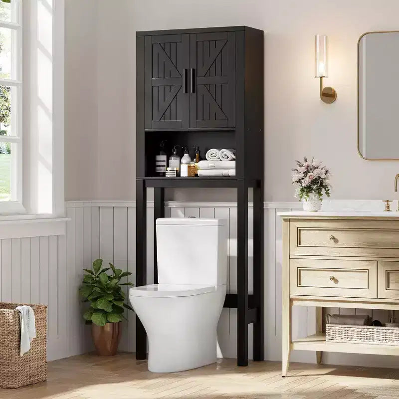 Meuble de rangement pour toilettes, Organiseur de salle de bain, Étagère de rangement au-dessus des toilettes avec étagère ouverte, Étagère autoportante pour toilettes, salle de bain, buanderie