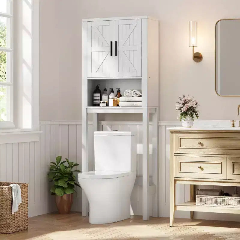 Meuble de rangement pour toilettes, Organiseur de salle de bain, Étagère de rangement au-dessus des toilettes avec étagère ouverte, Étagère autoportante pour toilettes, salle de bain, buanderie