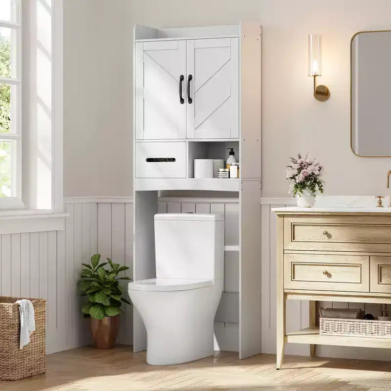 Meuble de rangement pour toilettes, Organiseur de salle de bain, Étagère de rangement au-dessus des toilettes avec étagère ouverte, Étagère autoportante pour toilettes, salle de bain, buanderie