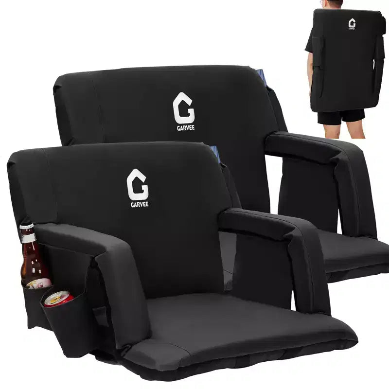 Stadium Seats with Back Support and Padded Cushion - Extra Wide 24.5 Bleacher Chair - Reclining Stadium Football Seats - 6 Adjustable Angle